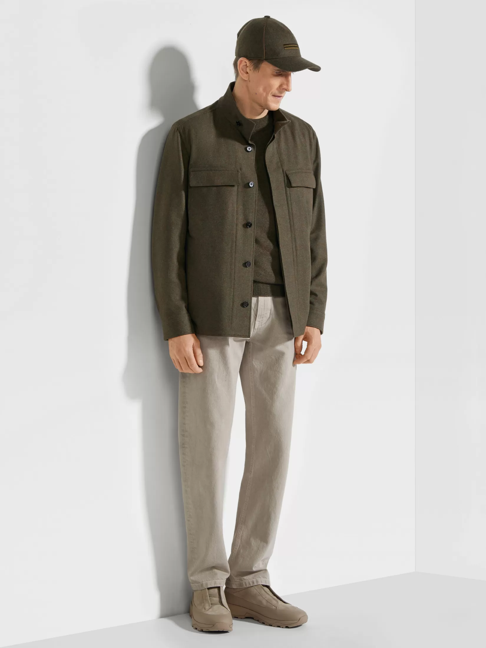 ZEGNA Travel In Style | Overshirts And Chore Jackets<Oasi Cashmere Overshirt ArmyGreenMultimélange