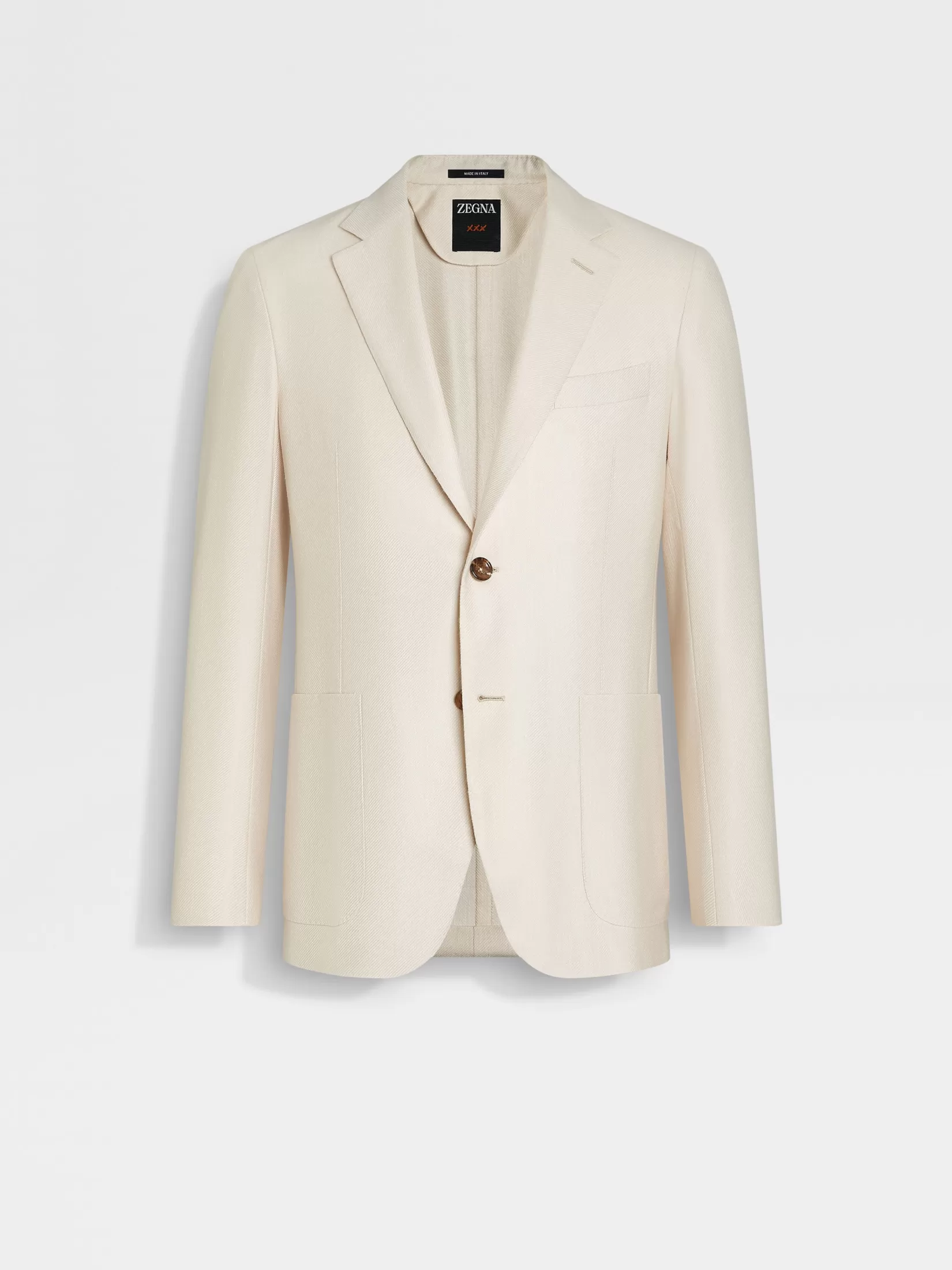 ZEGNA Blazers<Off White Cashmere Silk and Linen Jacket OffWhite