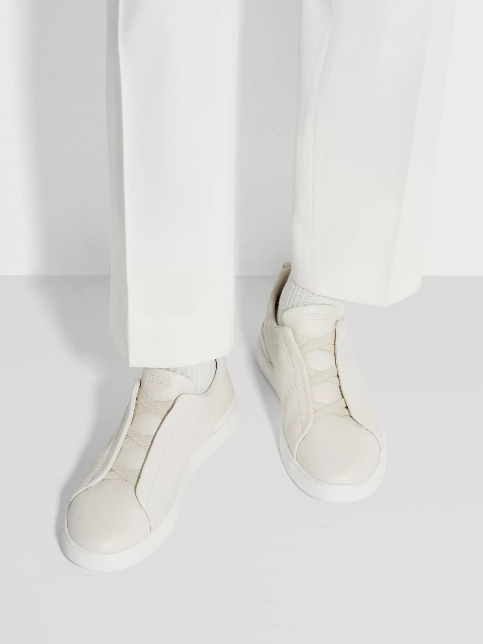 ZEGNA Resort Essentials | Sneakers<Off White Deerskin Triple Stitch™ Sneakers OffWhite