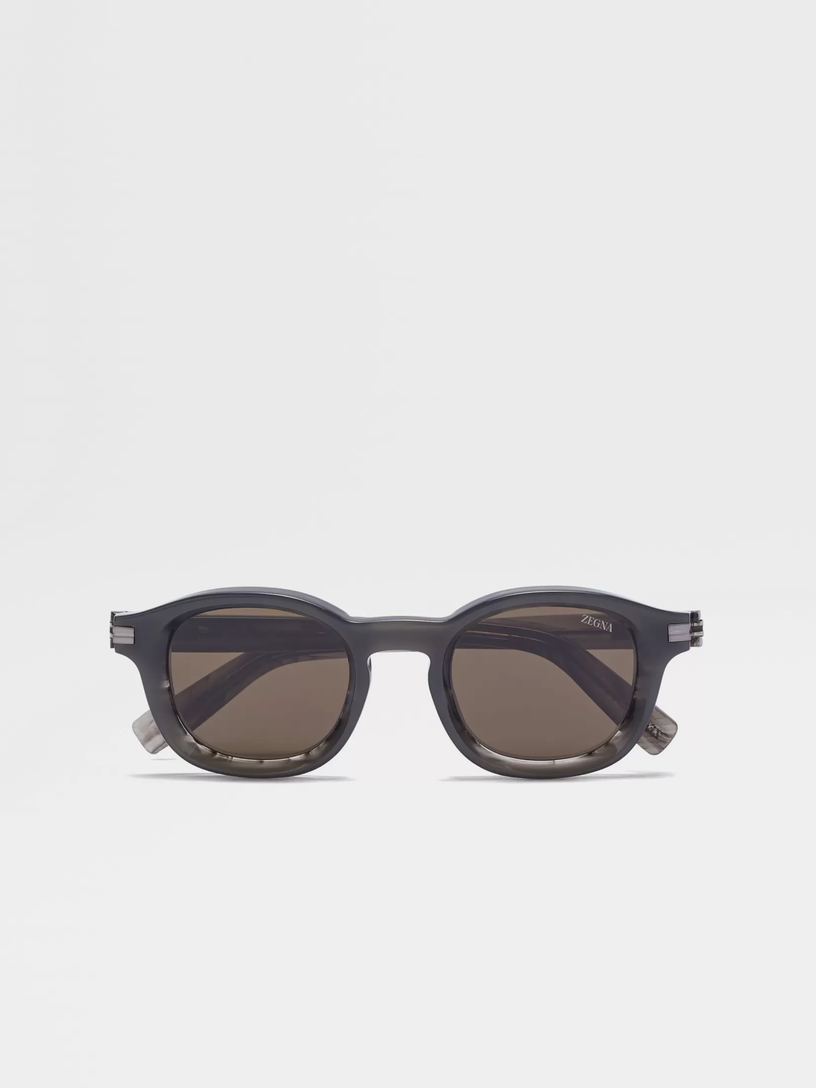 ZEGNA Sunglasses<Opal Grey and Striped Grey Aurora I Acetate Sunglasses OpalGrey/StripedGrey