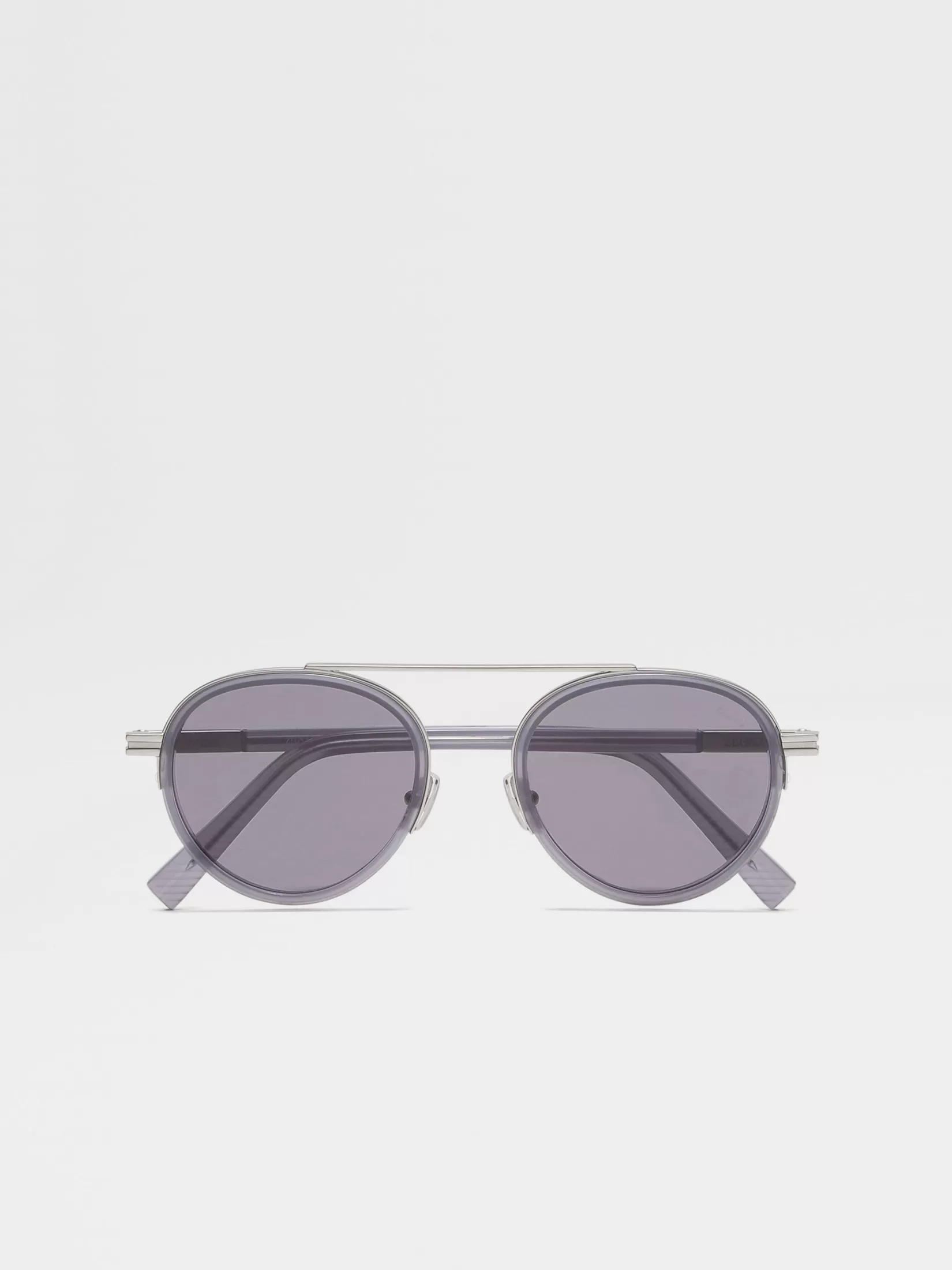 ZEGNA Resort Essentials | Sunglasses<Opal Grey Orizzonte II Acetate and Metal Sunglasses OpalGrey