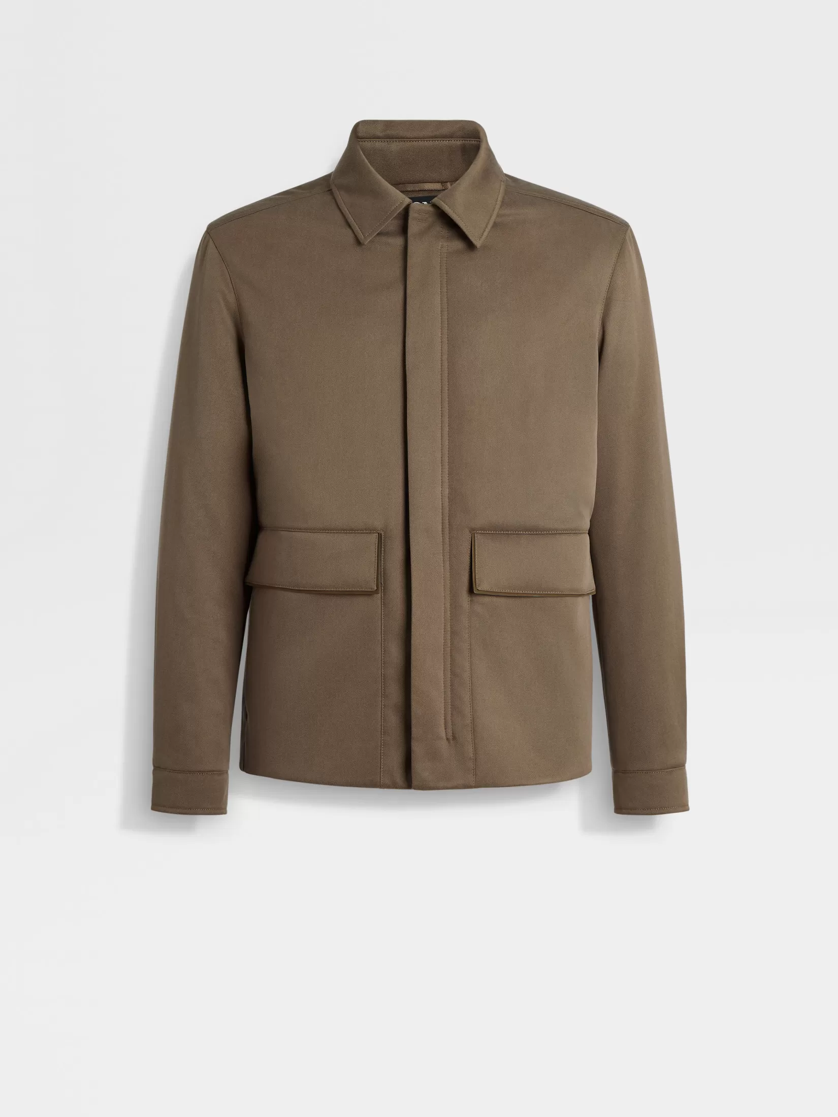 ZEGNA Jackets And Coats<Silk and Cashmere Blouson Khaki