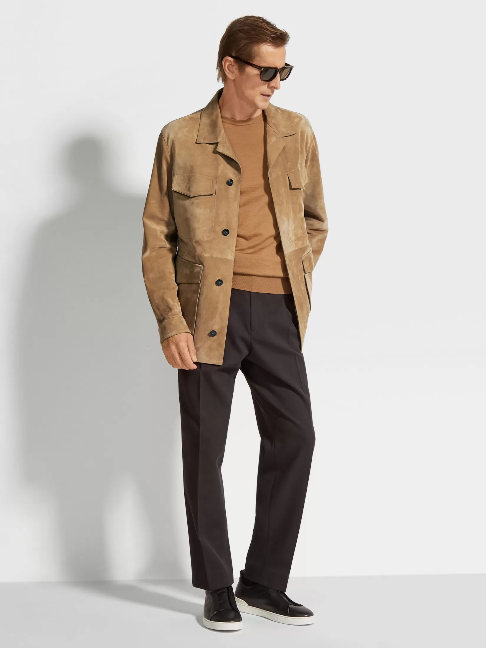 ZEGNA Overshirts And Chore Jackets<Suede Field Jacket DarkBeige