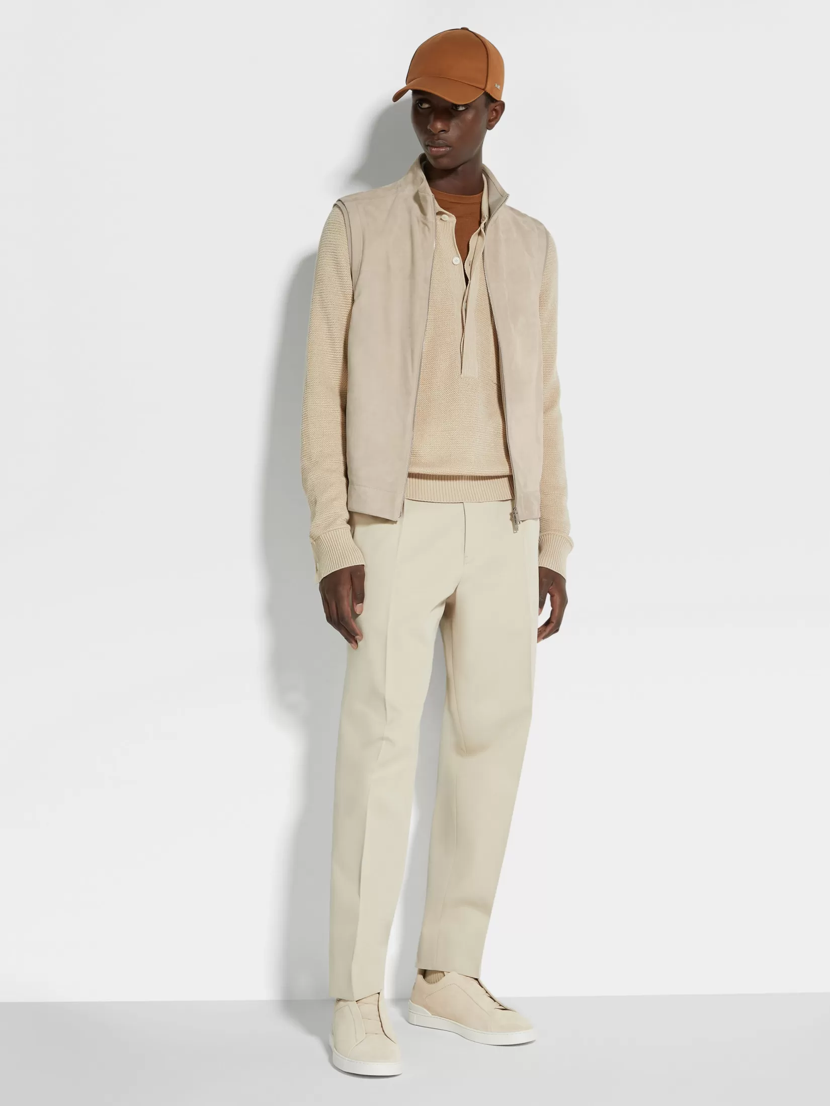 ZEGNA Jackets And Coats<Suede Vest LightBeige