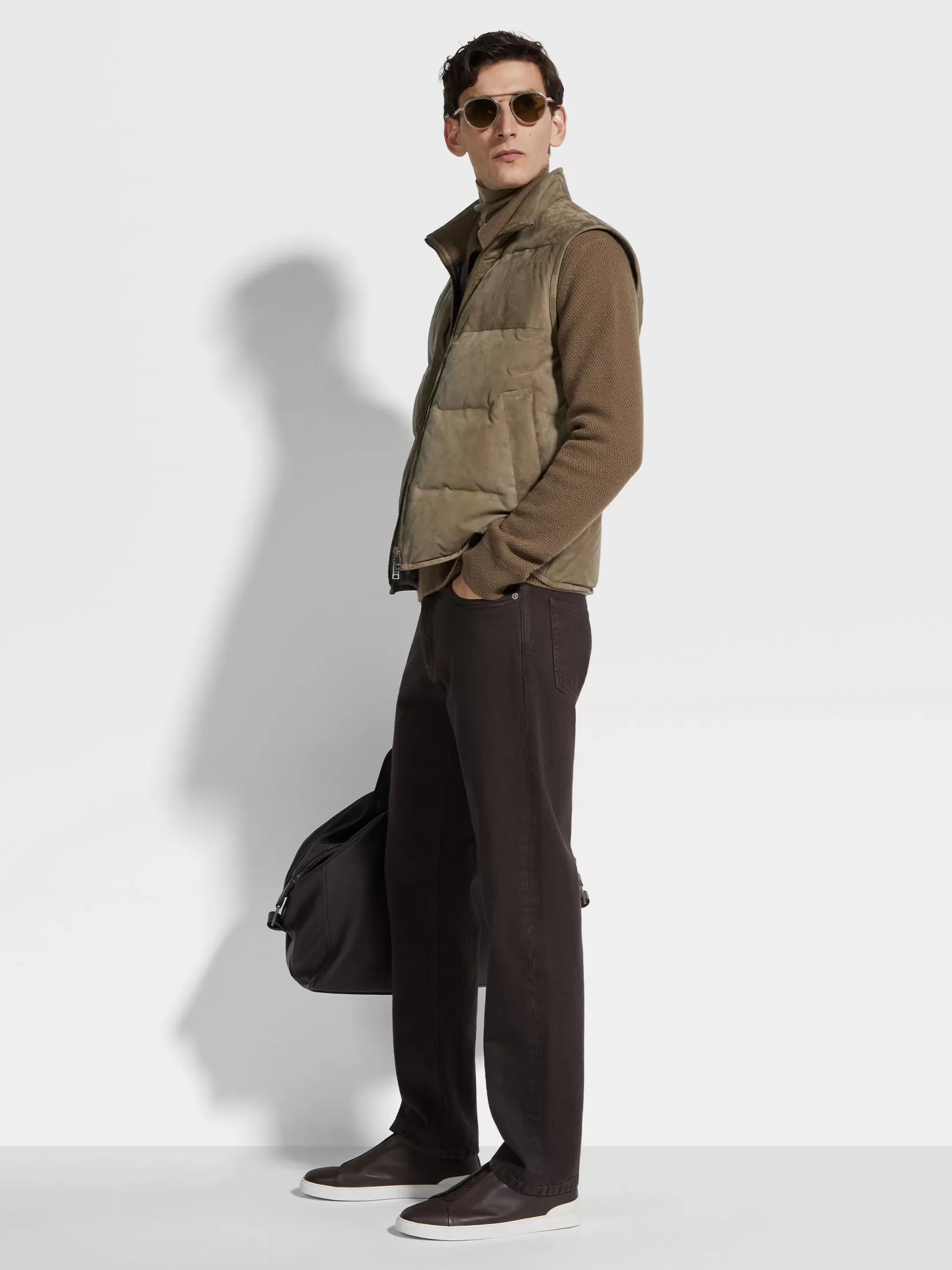 ZEGNA Travel In Style | Jackets And Coats<Suede Vest Khaki