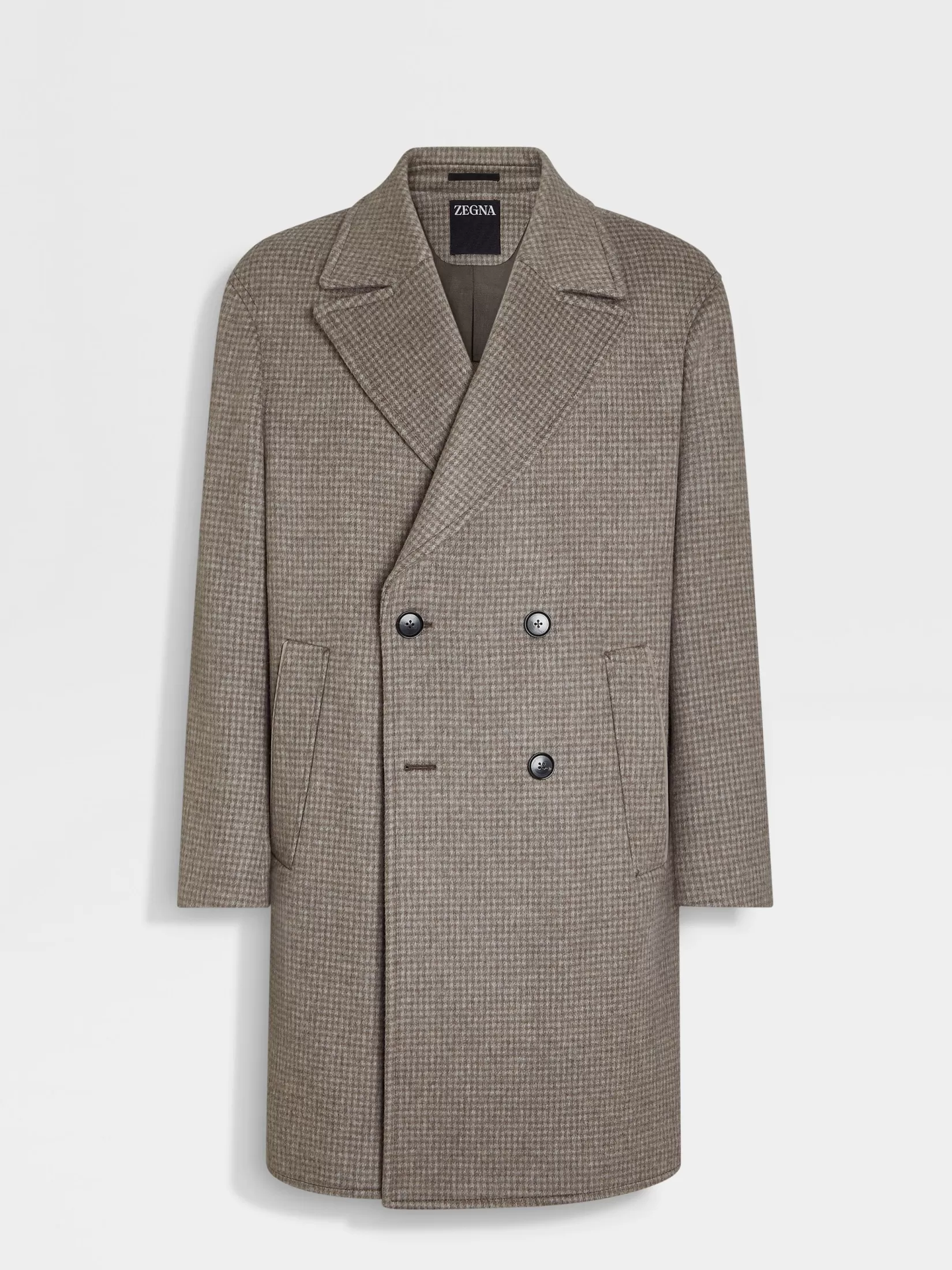 ZEGNA Jackets And Coats<Taupe and Grey Cashmere and Wool Blend Overcoat Taupe/Grey