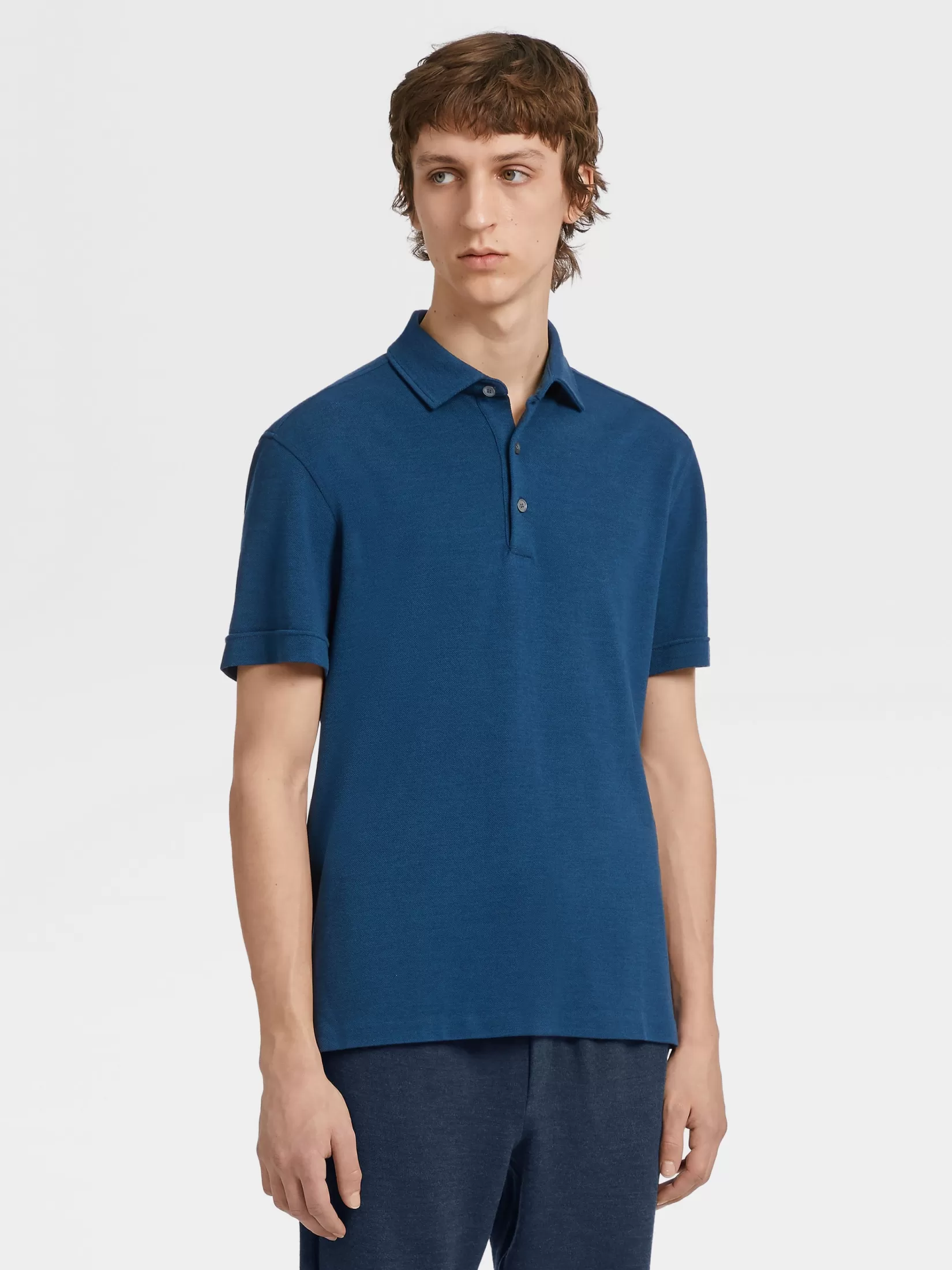 ZEGNA Polo Shirts<Teal Blue Mélange 12milmil12 Wool Polo Shirt TealBlueMélange