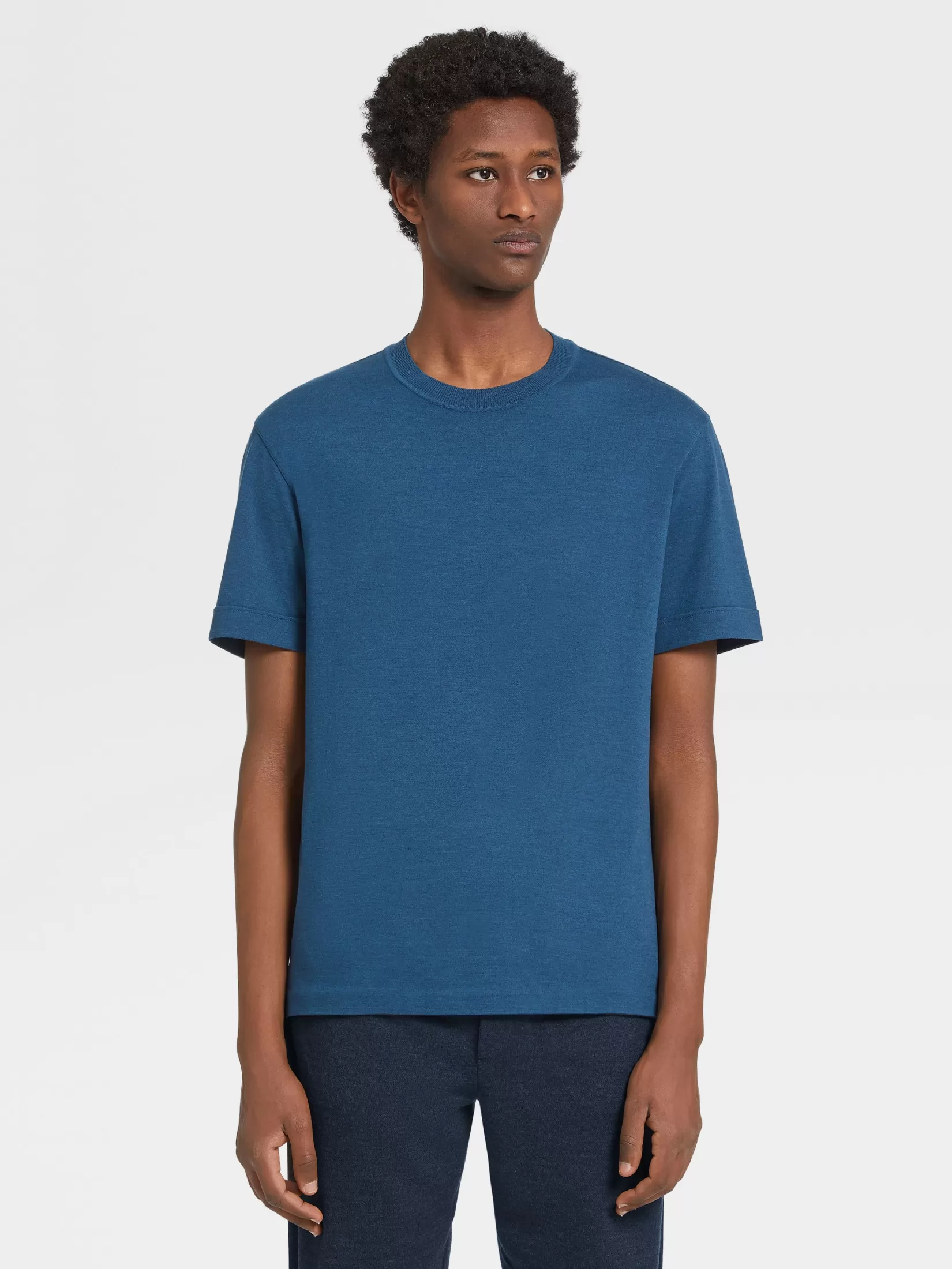 ZEGNA T-Shirts<Teal Blue Mélange 12milmil12 Wool T-shirt TealBlueMélange