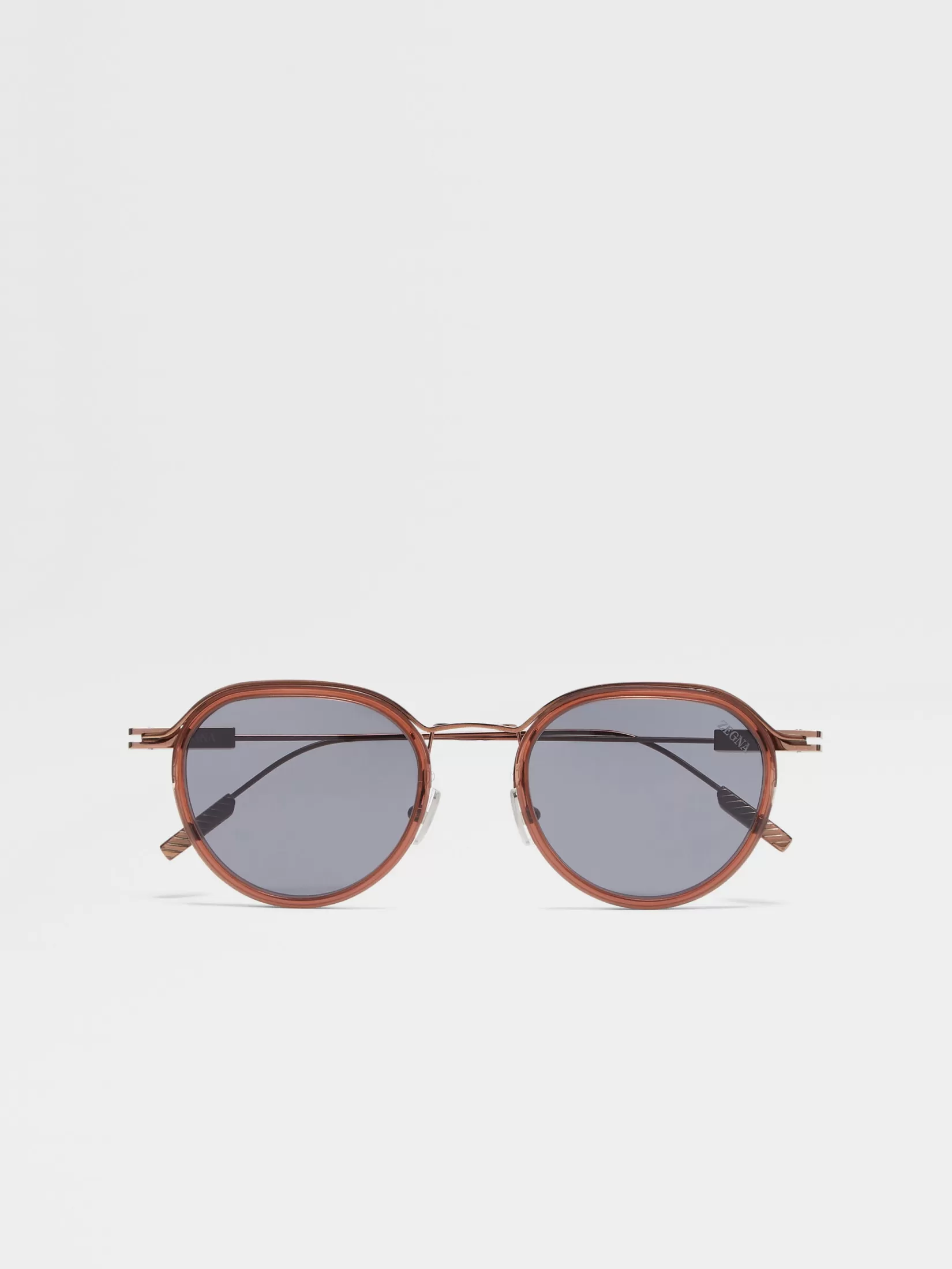 ZEGNA Sunglasses<Transparent Brown Acetate and Metal Sunglasses TransparentBrown