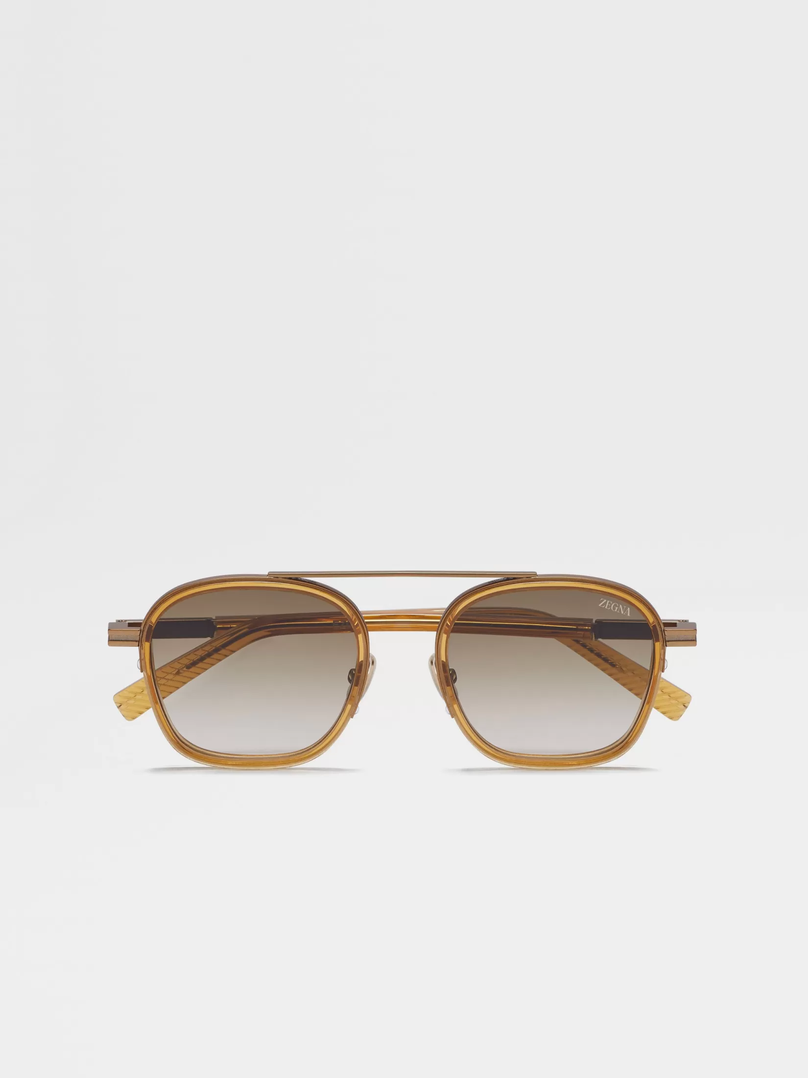 ZEGNA Resort Essentials | Sunglasses<Transparent Golden Syrup Orizzonte I Acetate and Metal Sunglasses TransparentGoldenSyrup