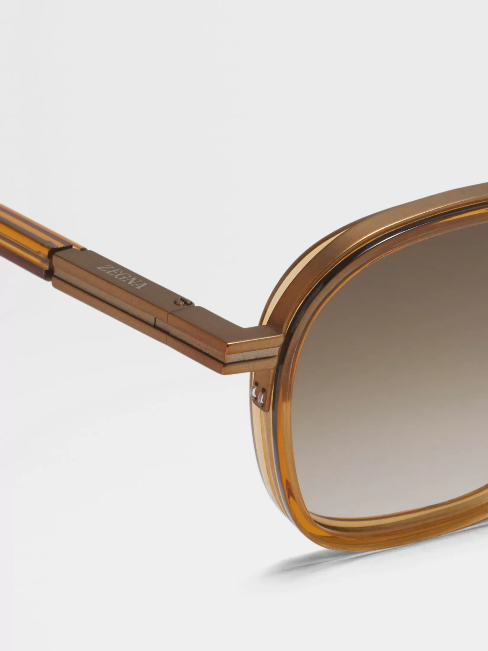 ZEGNA Resort Essentials | Sunglasses<Transparent Golden Syrup Orizzonte I Acetate and Metal Sunglasses TransparentGoldenSyrup