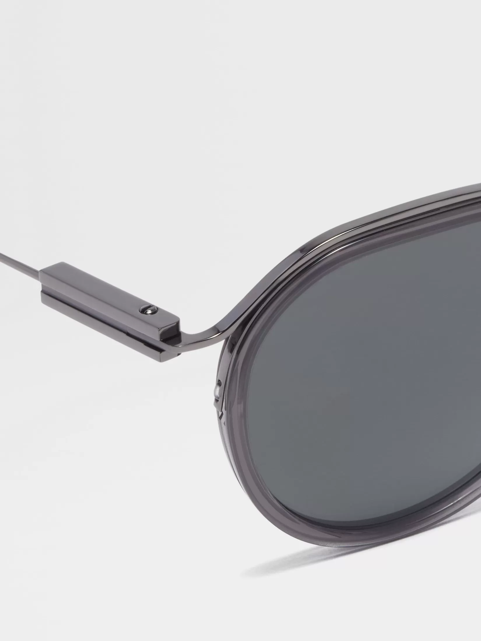 ZEGNA Sunglasses<Transparent Grey and Dark Ruthenium Acetate and Metal Sunglasses TransparentGrey/DarkRuthenium