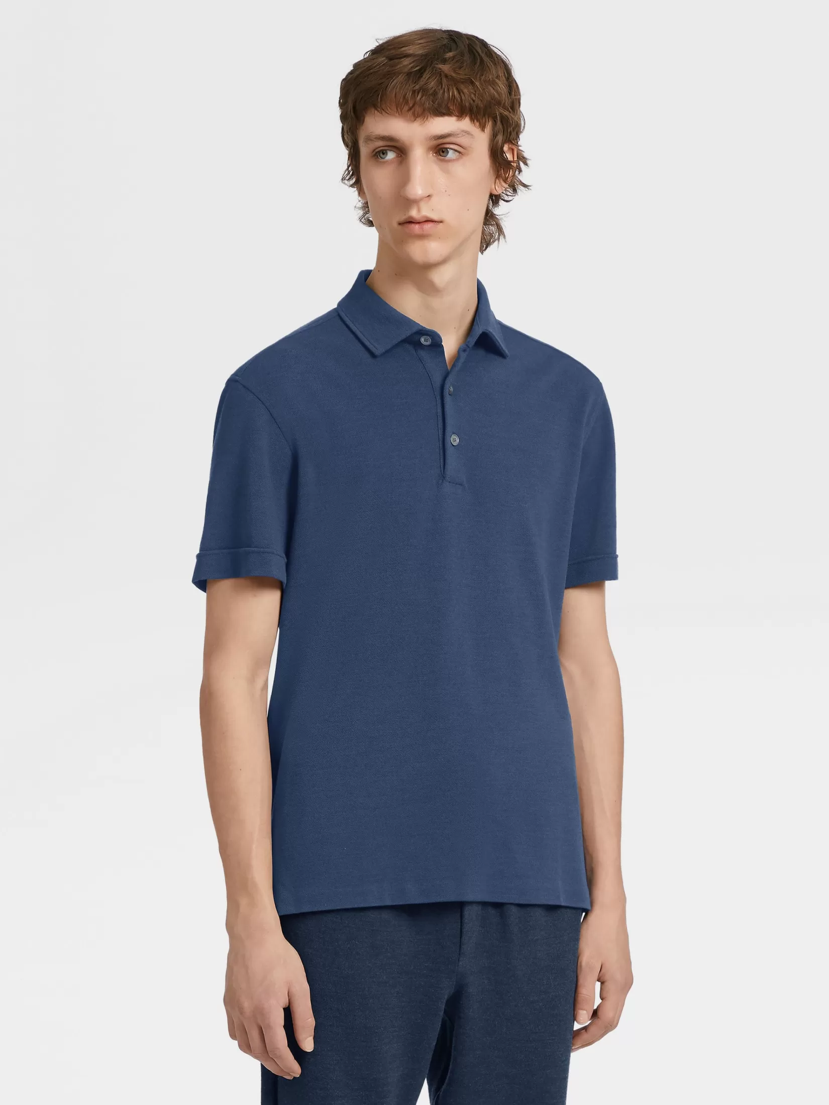 ZEGNA Polo Shirts<Utility Blue 12milmil12 Wool Polo Shirt UtilityBlue