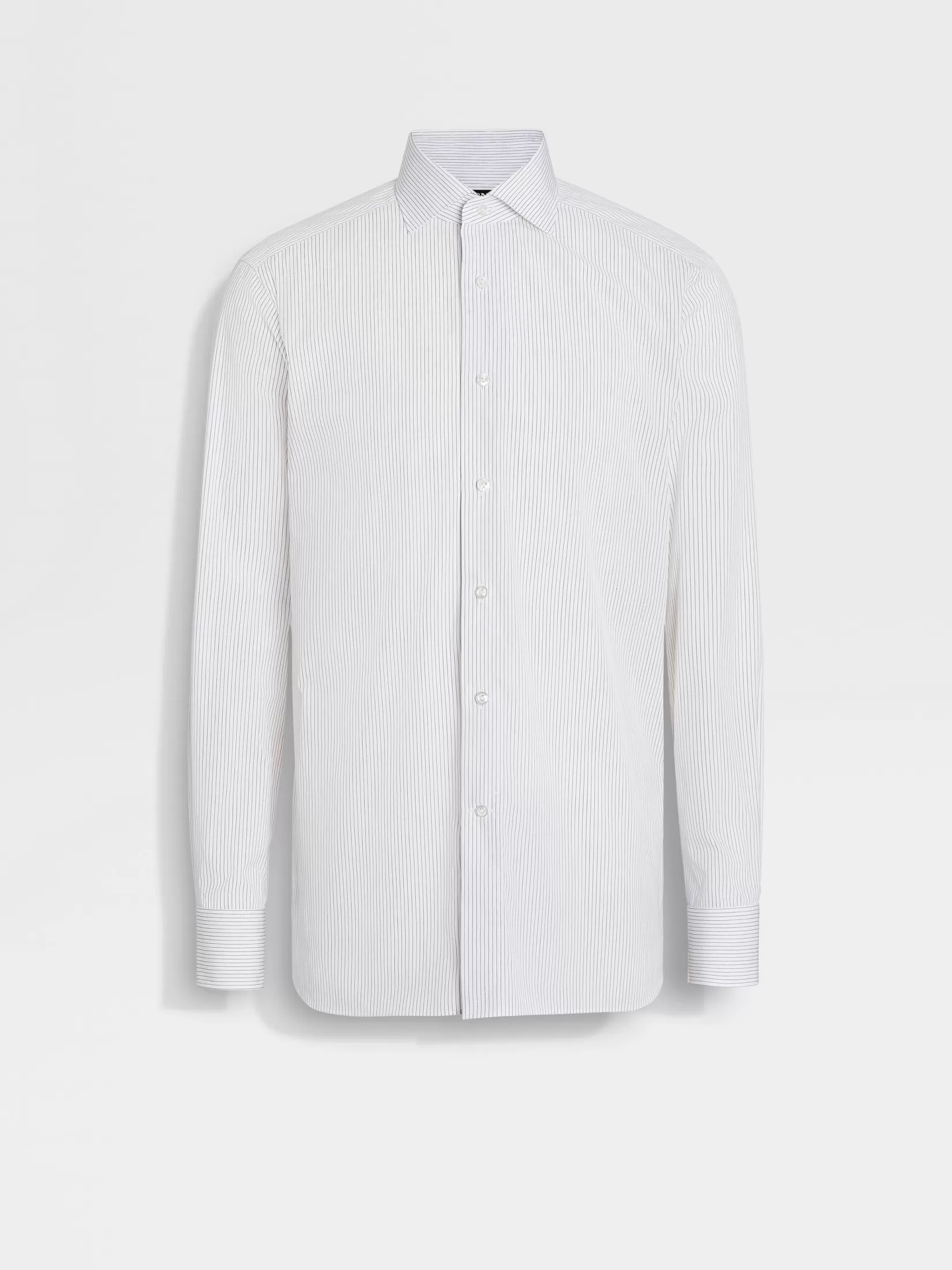 ZEGNA Shirts<White and Burgundy Striped Centoventimila Cotton Shirt White/Burgundy