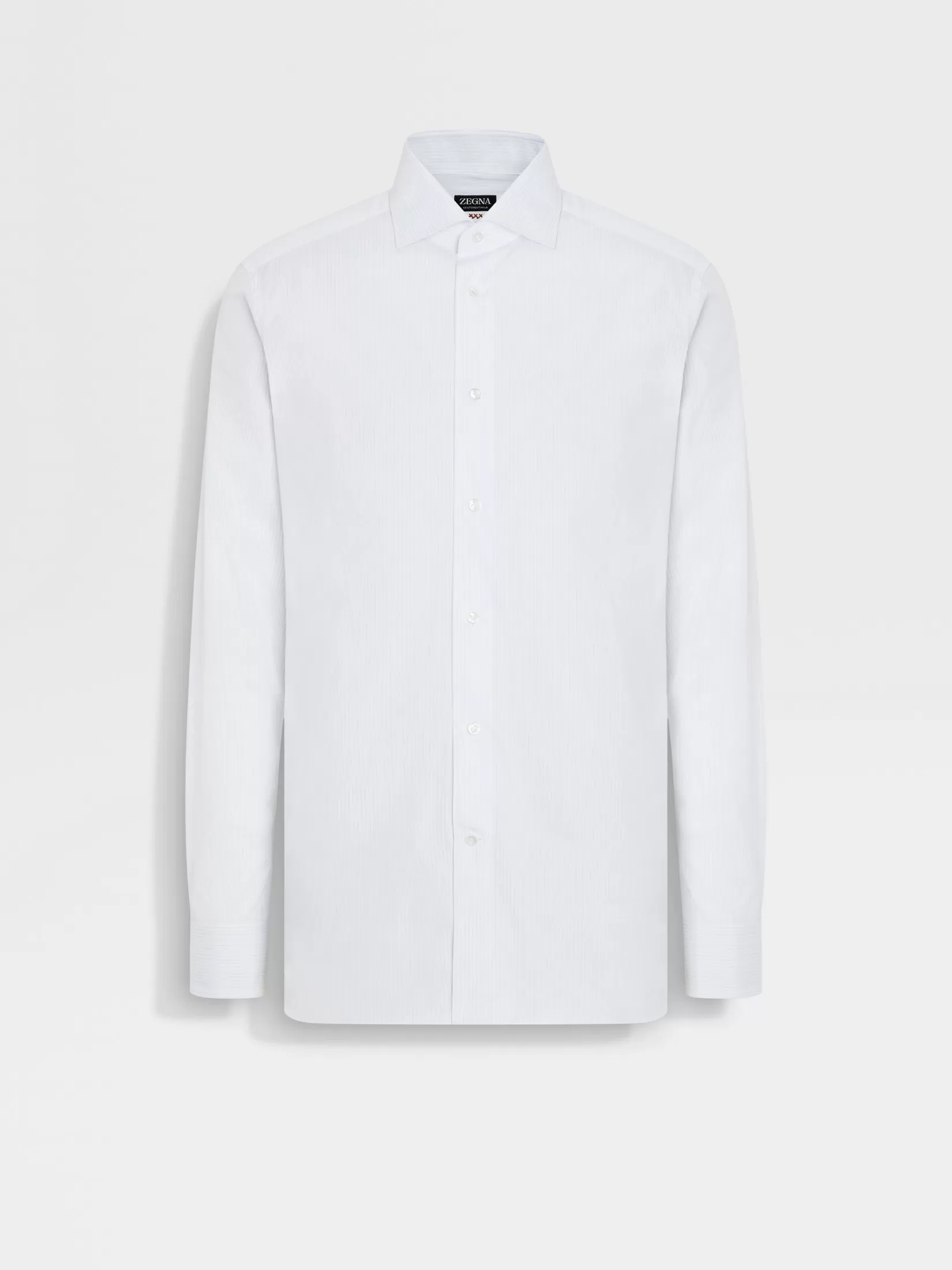 ZEGNA Shirts<White and Light Blue Striped Centoventimila Cotton Shirt White/LightBlue