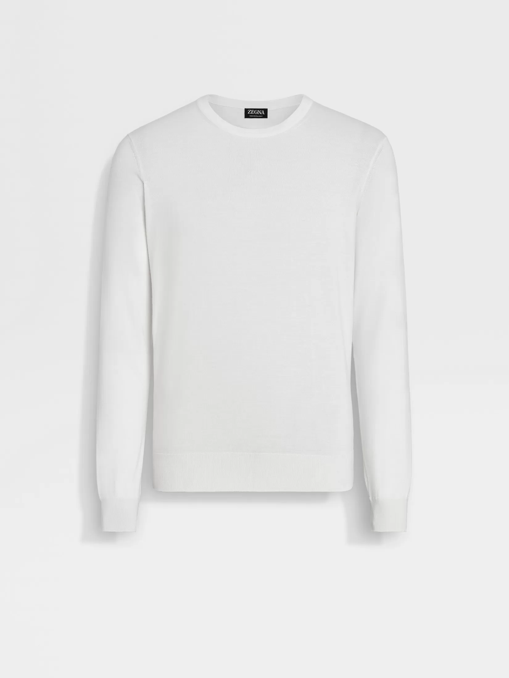 ZEGNA Sweaters<White Mélange Cashseta Crewneck WhiteMélange