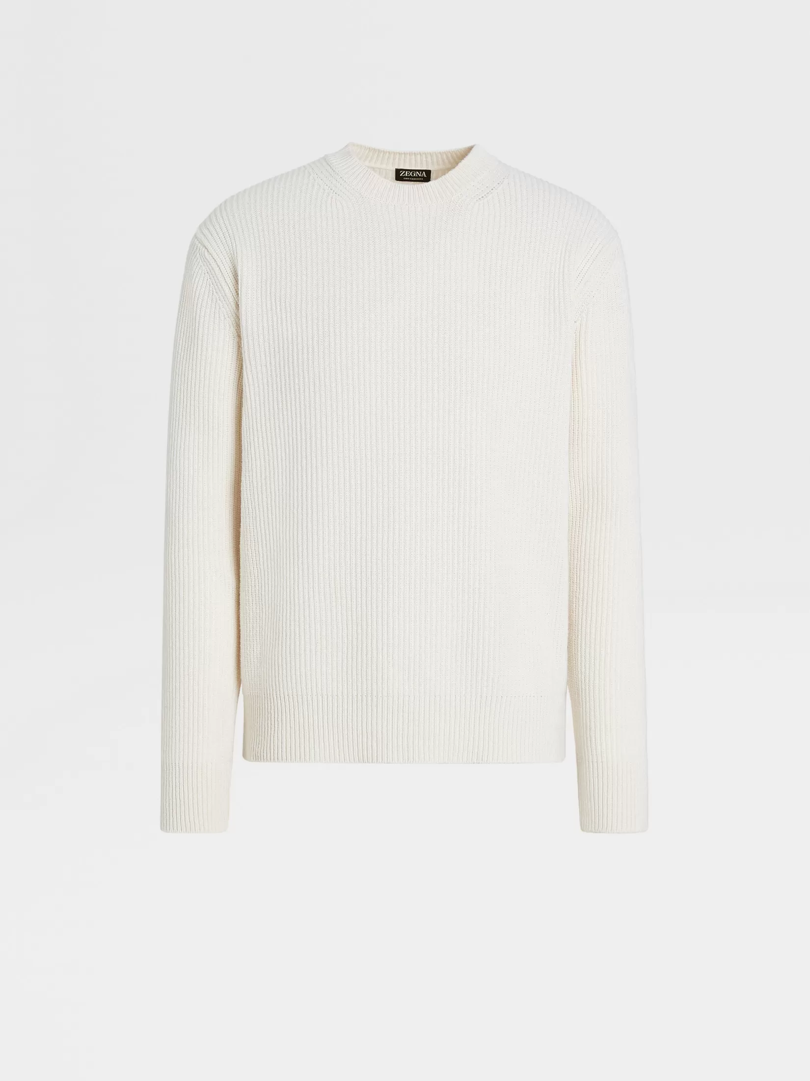 ZEGNA Sweaters<White Mélange Oasi Cashmere Crewneck WhiteMélange