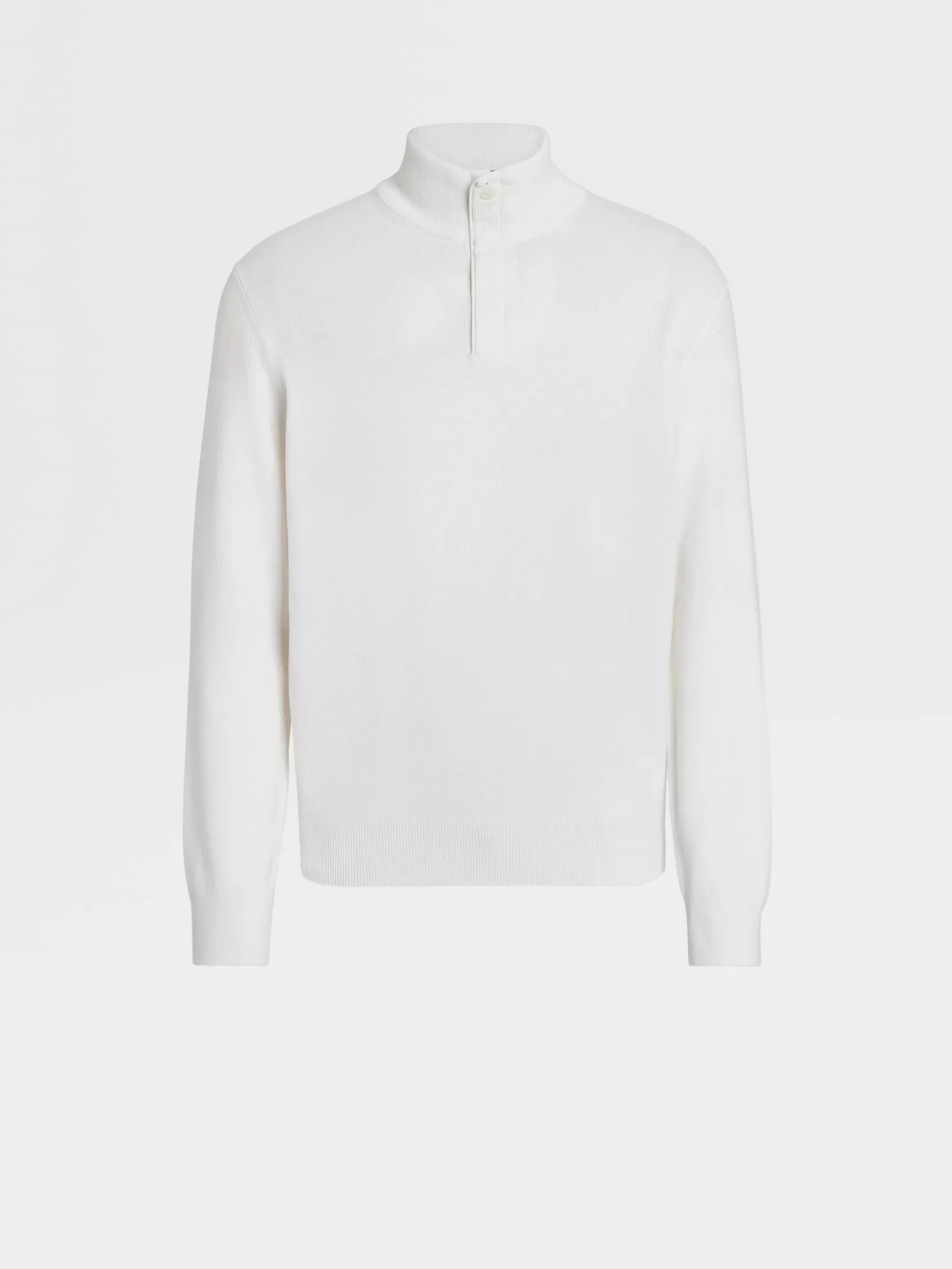 ZEGNA Sweaters<White Mélange Oasi Cashmere Zip Mock Neck Sweater WhiteMélange