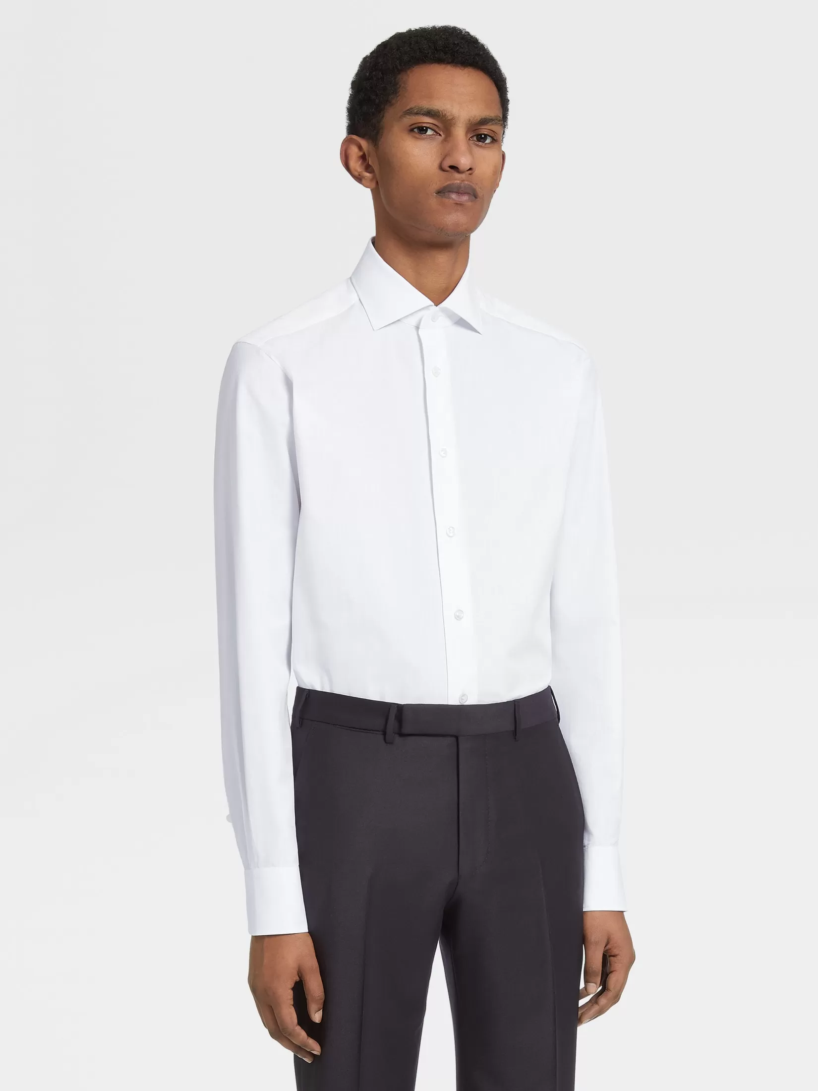 ZEGNA Shirts<Sea Island Cotton Long-sleeve Tailoring Shirt White