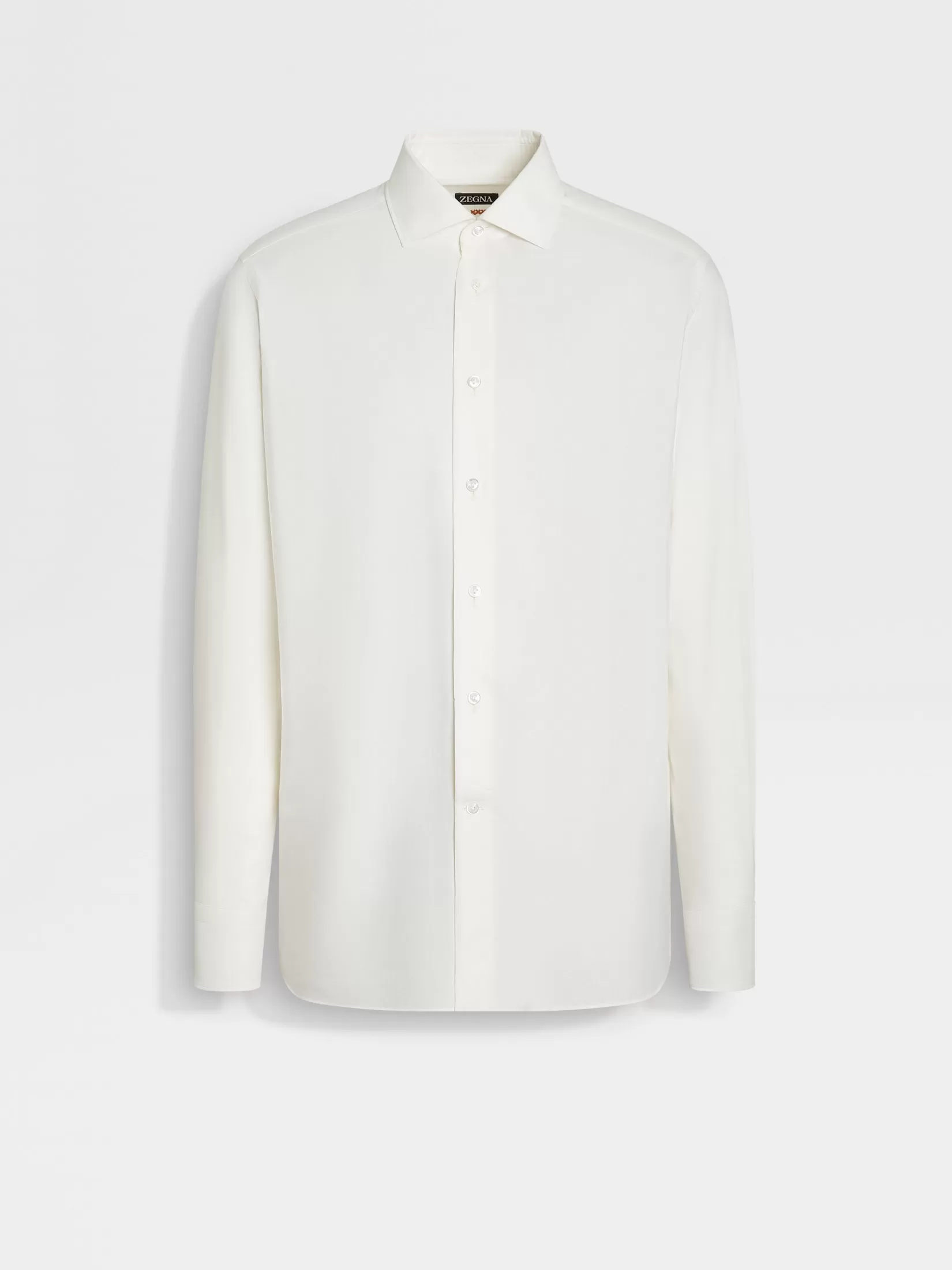 ZEGNA Shirts<Silk Cotton and Cashmere Shirt White