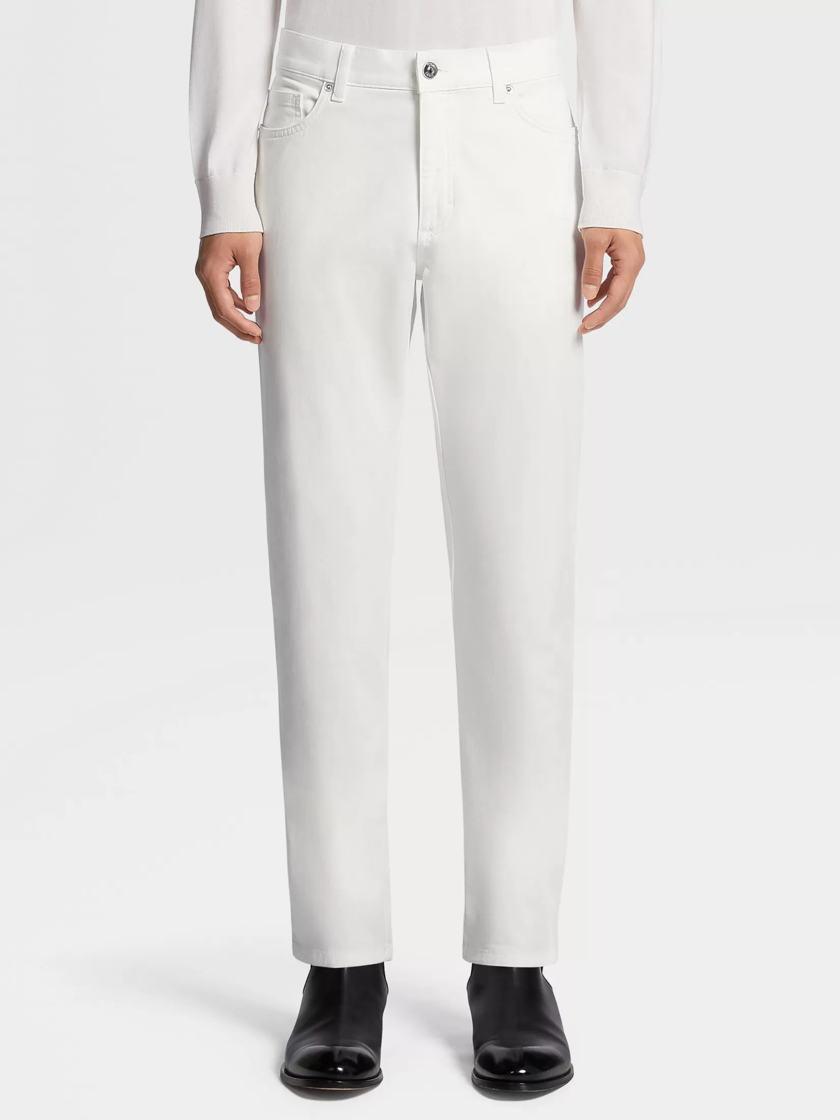 ZEGNA Jeans<Stretch Cotton Roccia Jeans White