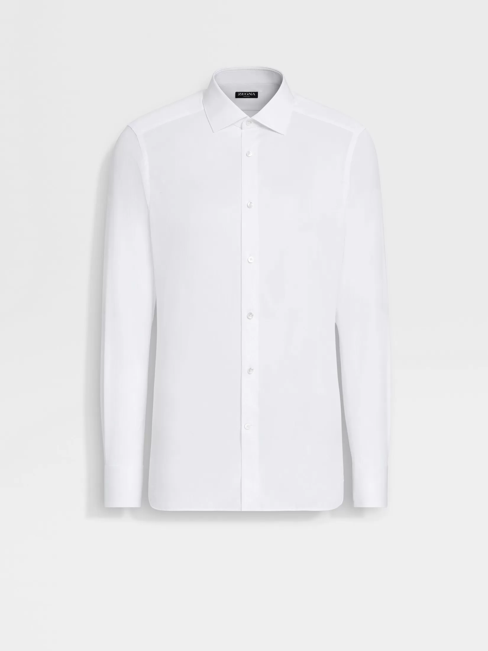 ZEGNA Shirts<Structured Micro-striped Trecapi Cotton Shirt White