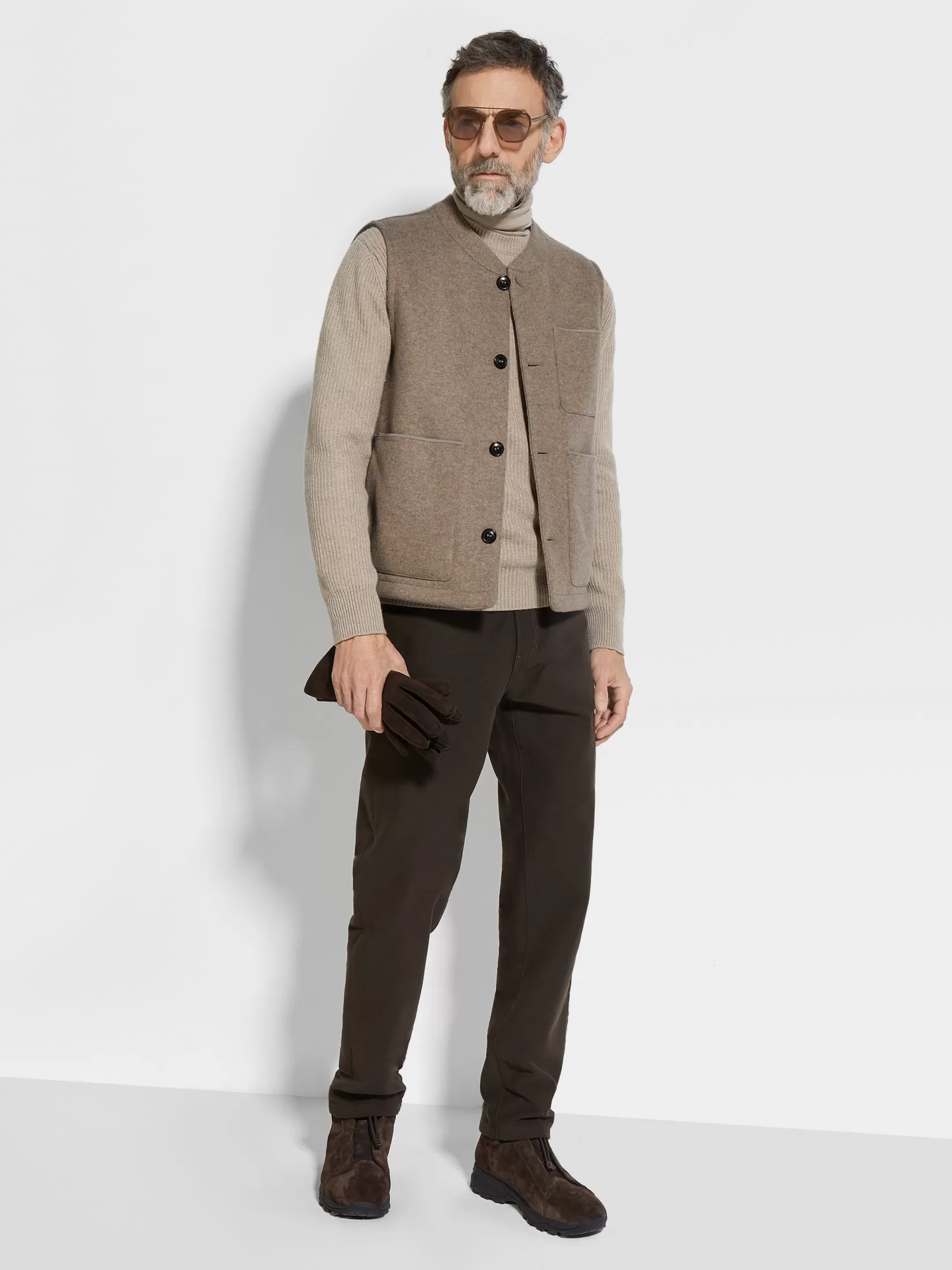 ZEGNA Jackets And Coats<Wool and Cashmere Blend Vest LightTaupe